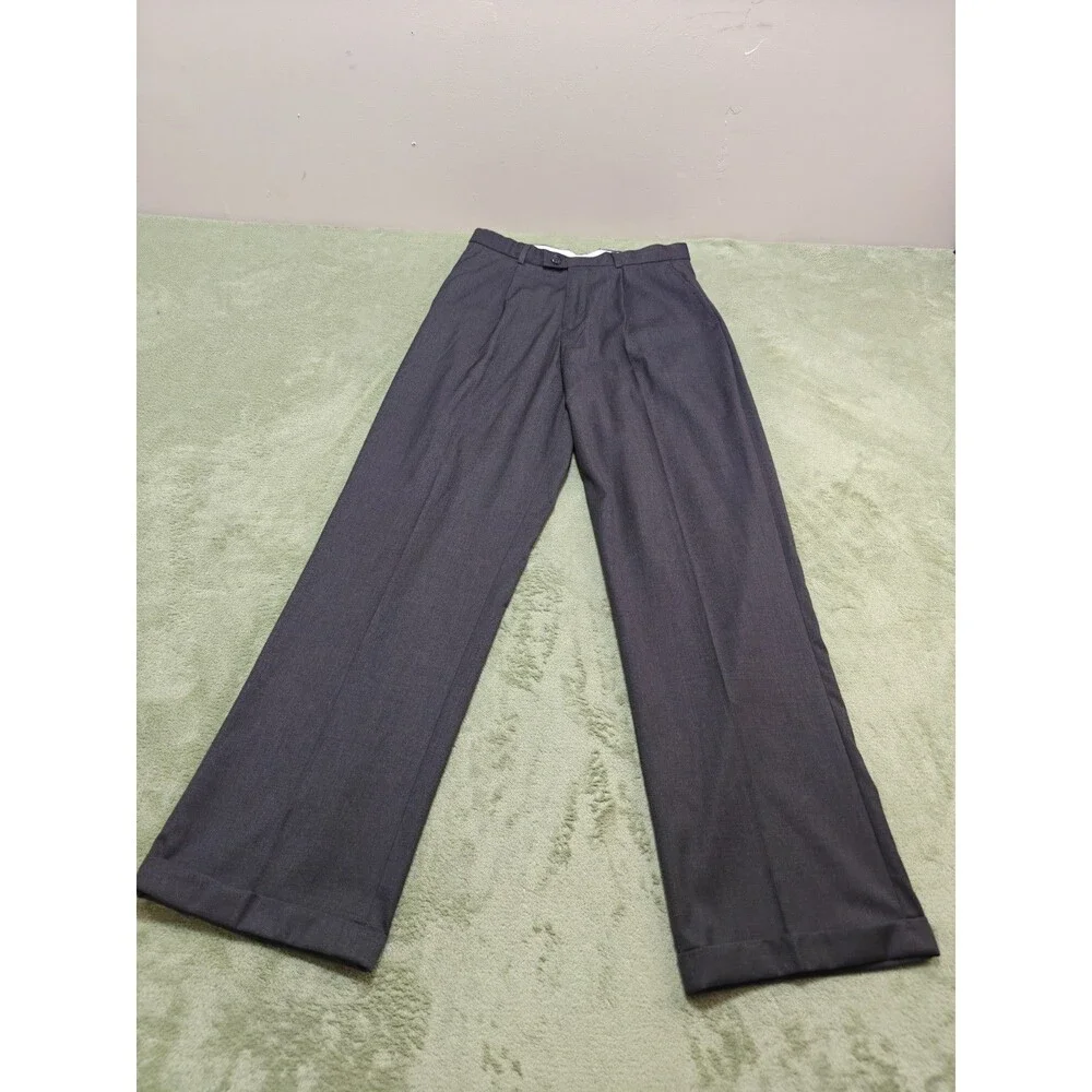 NWT Nautica Dress Blues Charcoal Gray Pleated Front Cuffed Pants Boys Size 18 R